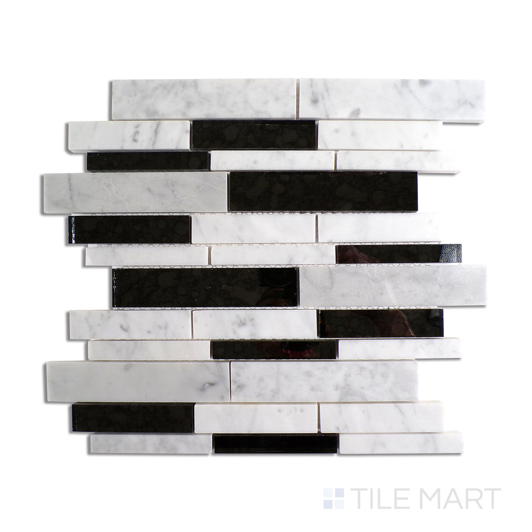 Lavaliere Natural Stone Mosaic 11X13 Carrara White/Black Ant Mirror Polished