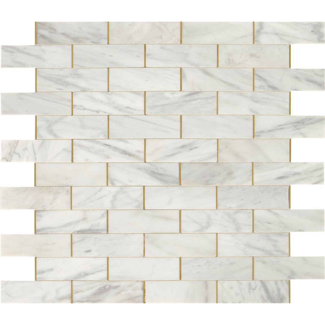 Lavaliere Natural Stone Mosaic 11X14 Alluring White/Brass Honed