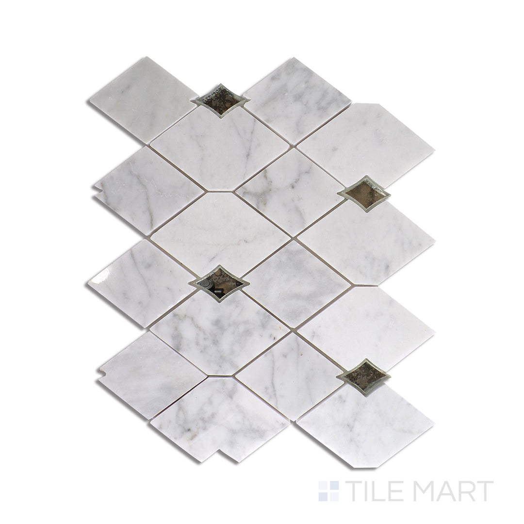 Lavaliere Natural Stone Mosaic 12X10 Carrara White/Antique Mirror Polished