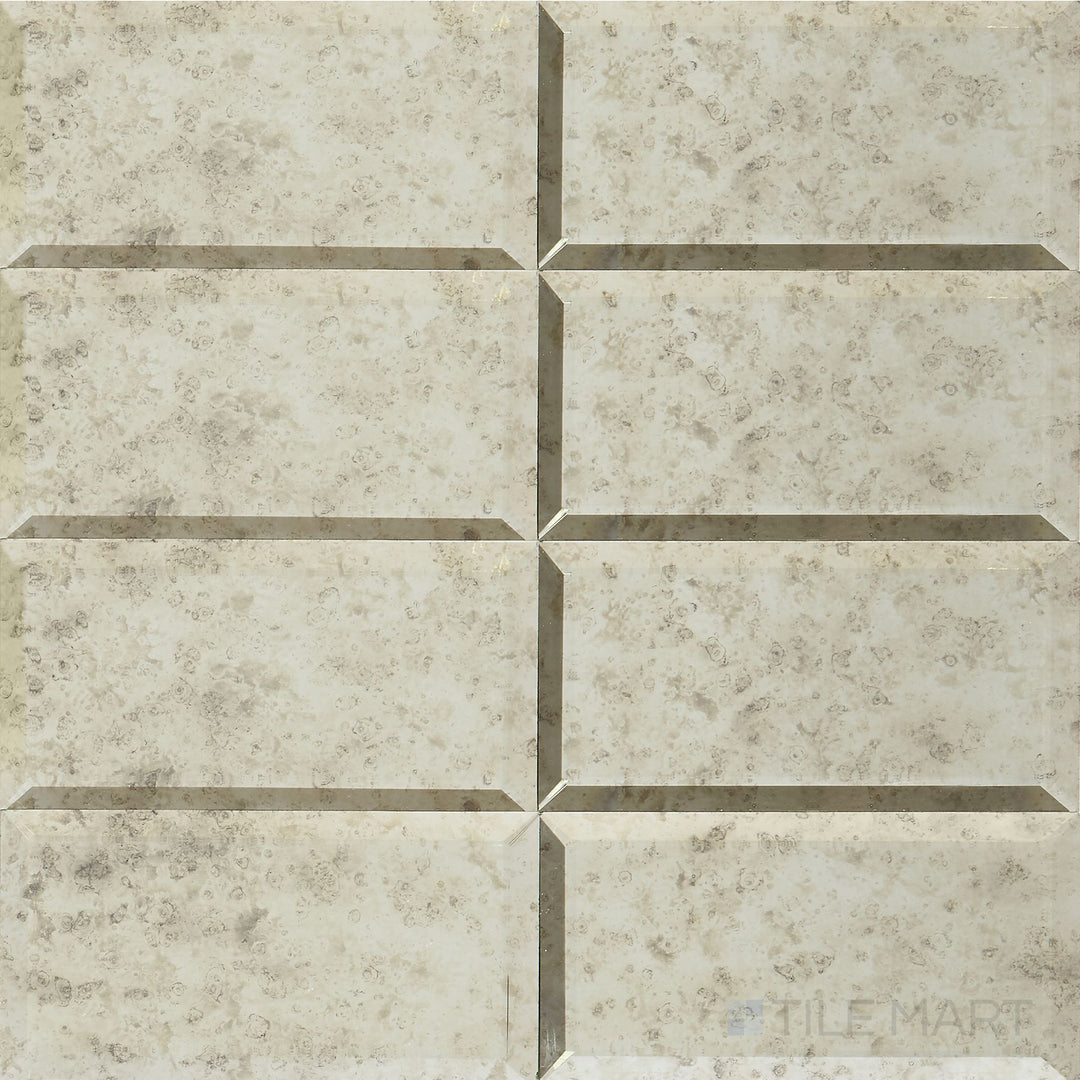 Overhead angle of Lavaliere Antique Mirror Bevel Polished Mosaic, highlighting its refined antique mirror details with a beveled polished surface.