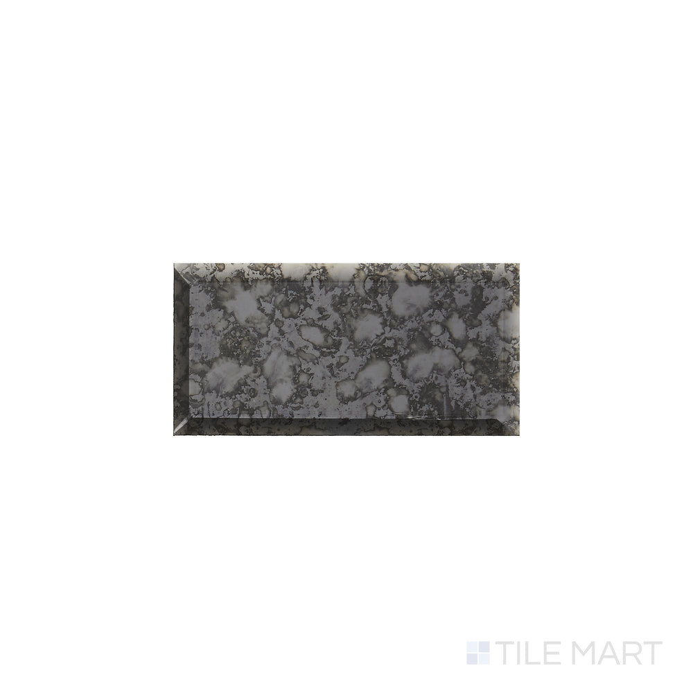 Diagonal view of Lavaliere Black Antique Mirror bevel polished mosaic, showcasing a deep black reflective surface, a vintage-inspired beveled design, and a luxurious polished finish.  