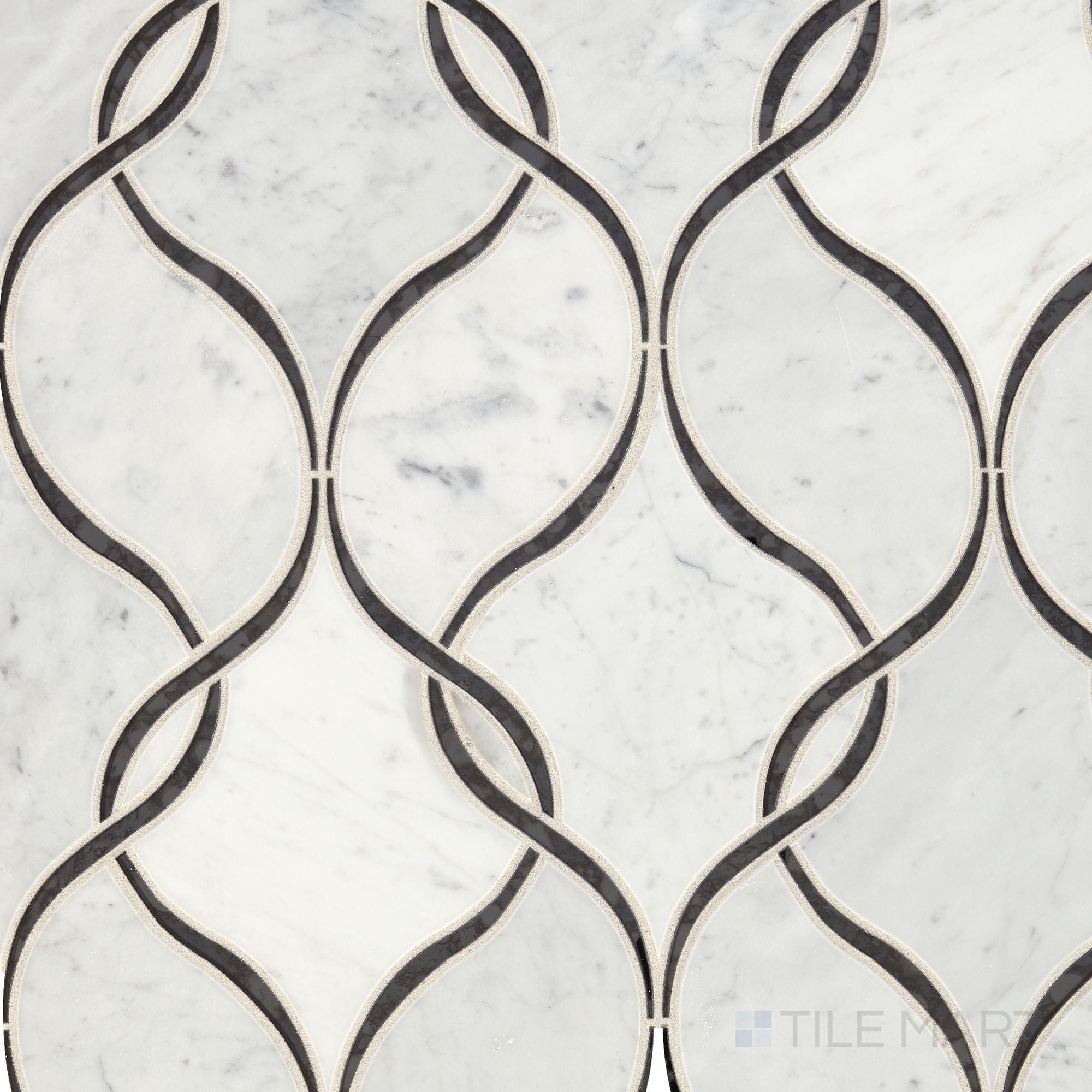 Lavaliere Carrara White/Black Ant Mirror Intertwining Arabesque