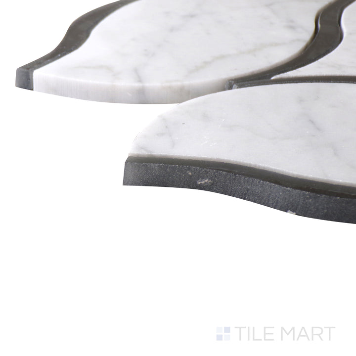 Lavaliere Natural Stone Mosaic 12X13 Carrara White/Black Ant Mirror Polished