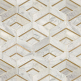 Lavaliere Alluring White/Brass Intermix Honed Marble, Brass Mosaic