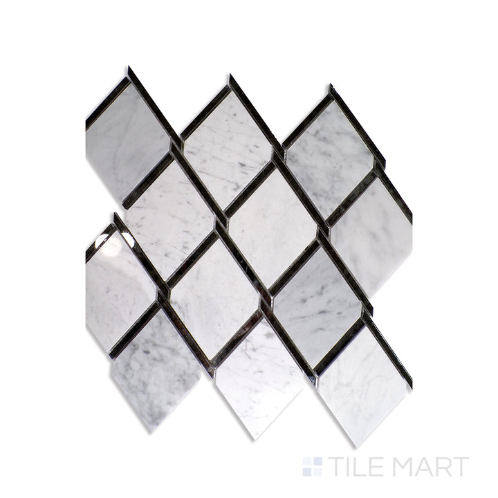 Lavaliere Natural Stone Mosaic 14X14 Carrara White/Black Ant Mirror Polished