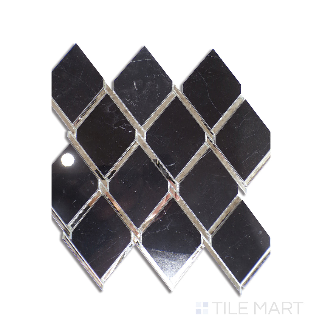 Lavaliere Natural Stone Mosaic 14X14 Nero Marquina /Antique Mirror Polished