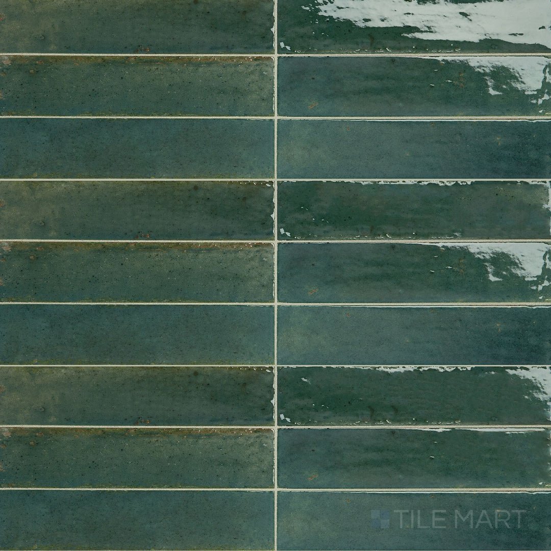 Overhead shot of Remedy Herbal 2X10 Glossy Glazed Porcelain, featuring a smooth glazed texture with a rich color tone.