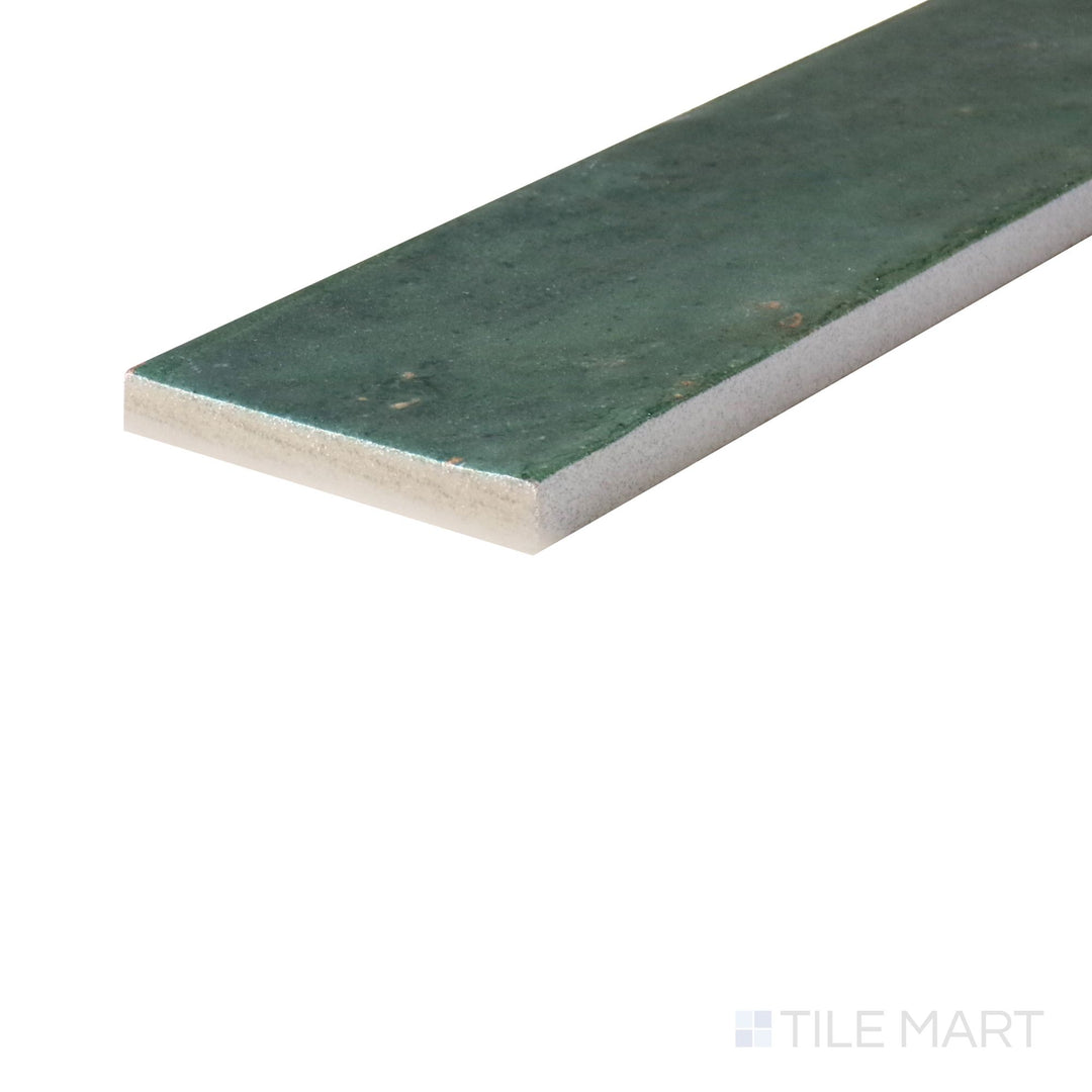 Angled view of Remedy Herbal 2X10 Glossy Glazed Porcelain, highlighting its vibrant tones and reflective glossy finish.