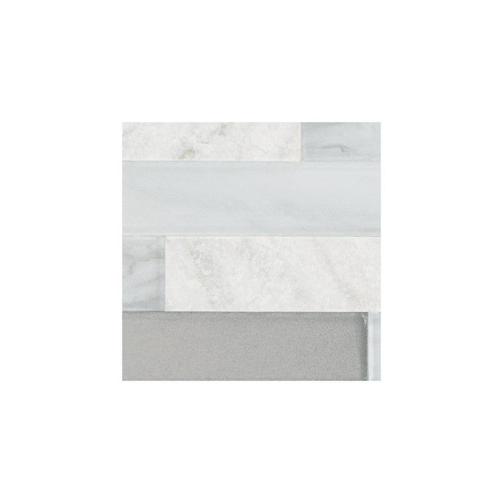 Perfit Mosaix Natural Stone Mosaic 18X12 White Carrara & Glass Split Face
