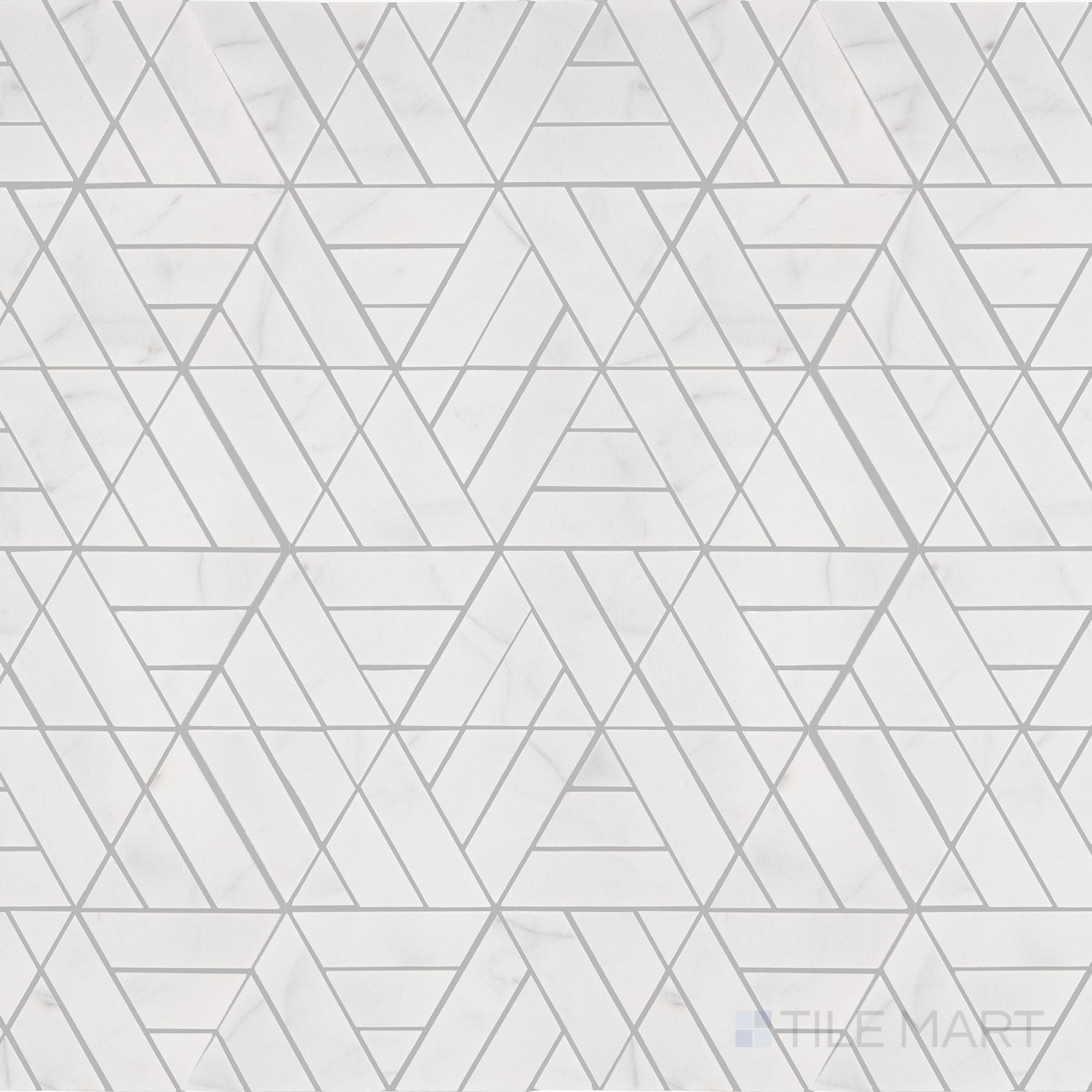 Perfit Mosaix Saran White Trifecta Polished Marble Mosaic | Tilemart