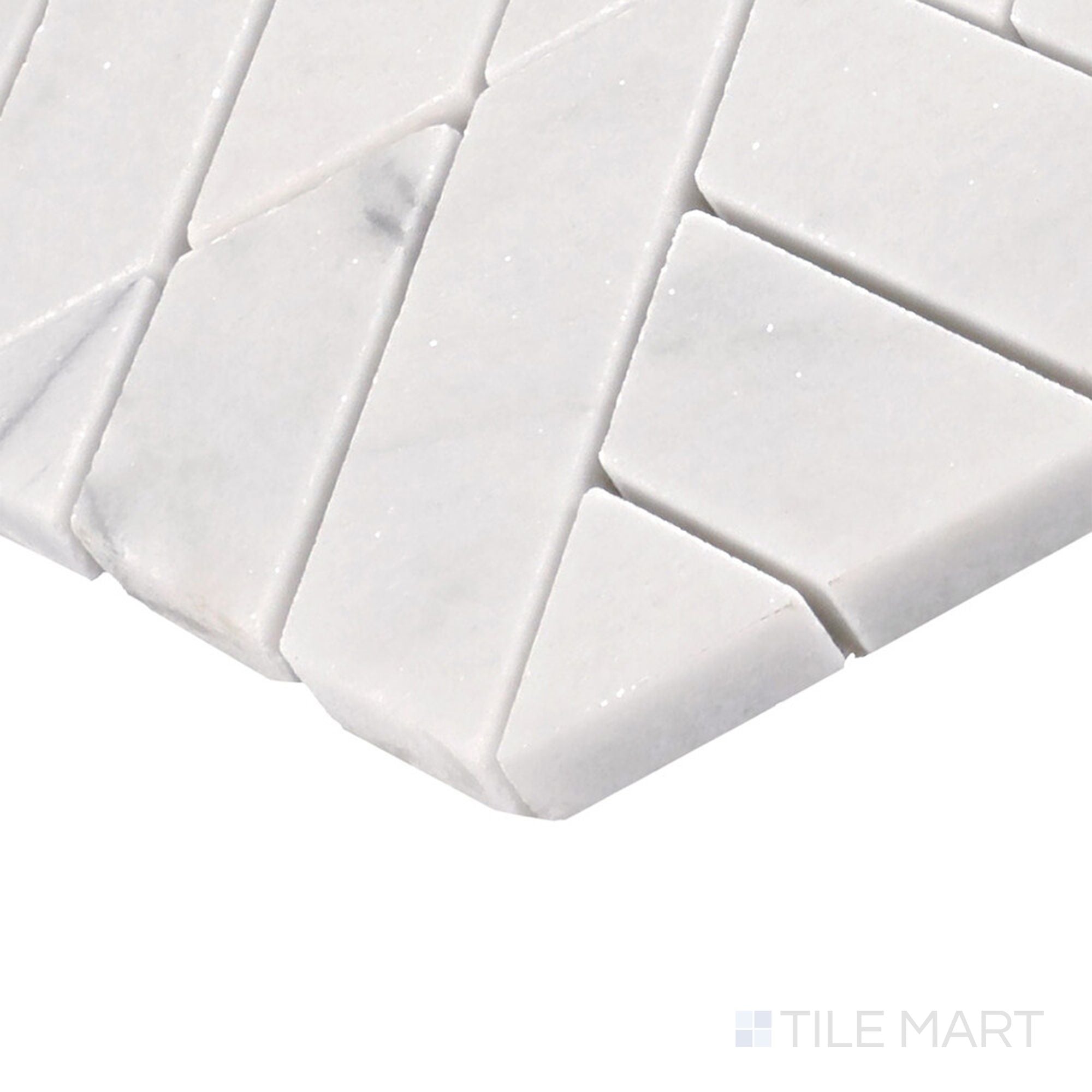 Perfit Mosaix Saran White Trifecta Polished Marble Mosaic | Tilemart