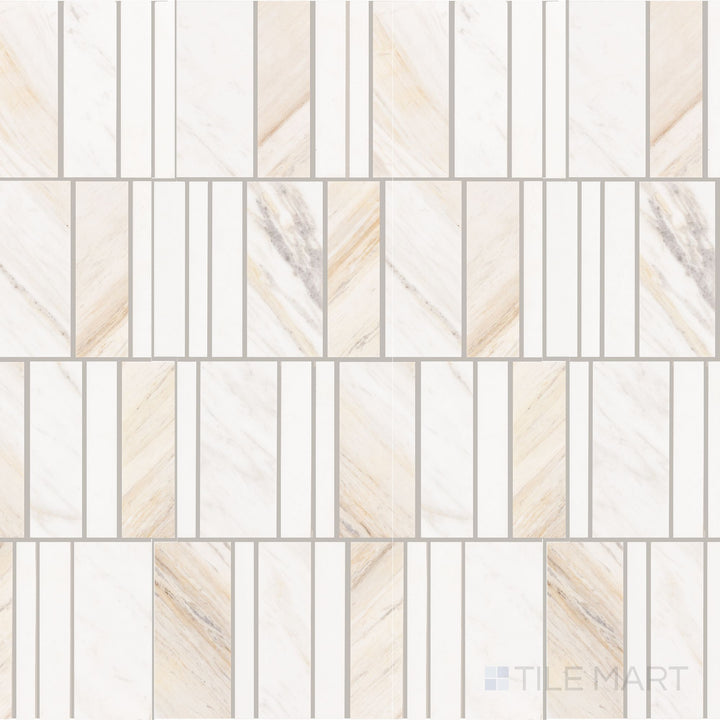 Captured from above, the Perfit Mosaix Namaste & Thassos Random honed mosaic tile features an organic arrangement of honed Thassos white marble for a naturally inspired, understated elegance.