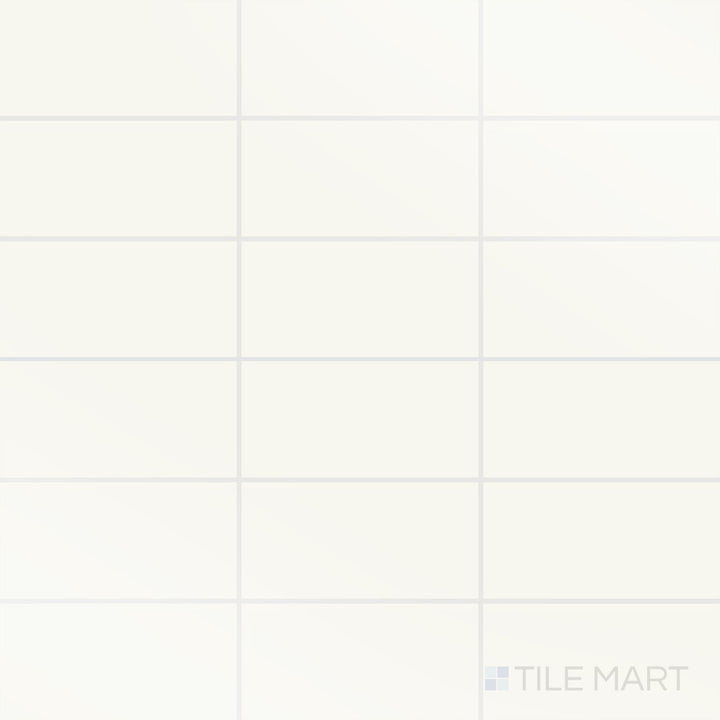 Top-down view of Color Wheel Classic White 3X6 Glossy Glazed Ceramic, showcasing its smooth and reflective surface.