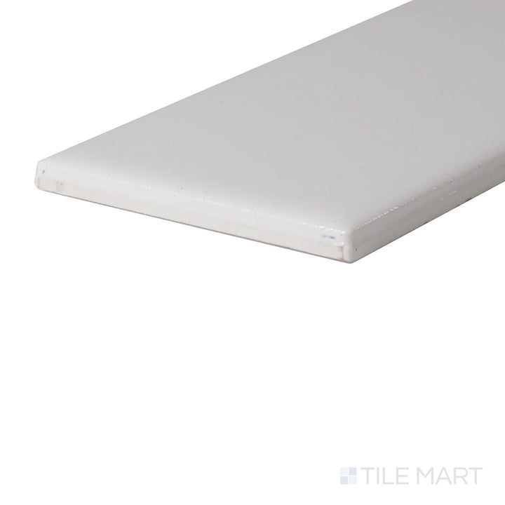 Close-up corner shot of Color Wheel Classic Arctic White 3X6 Glossy Glazed Ceramic, featuring a crisp white hue with a reflective glossy glaze.