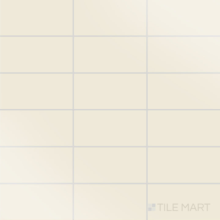 Direct top-down view of Color Wheel Classic Biscuit 3X6 Glossy Glazed Ceramic, highlighting its soft beige tone and polished glaze.