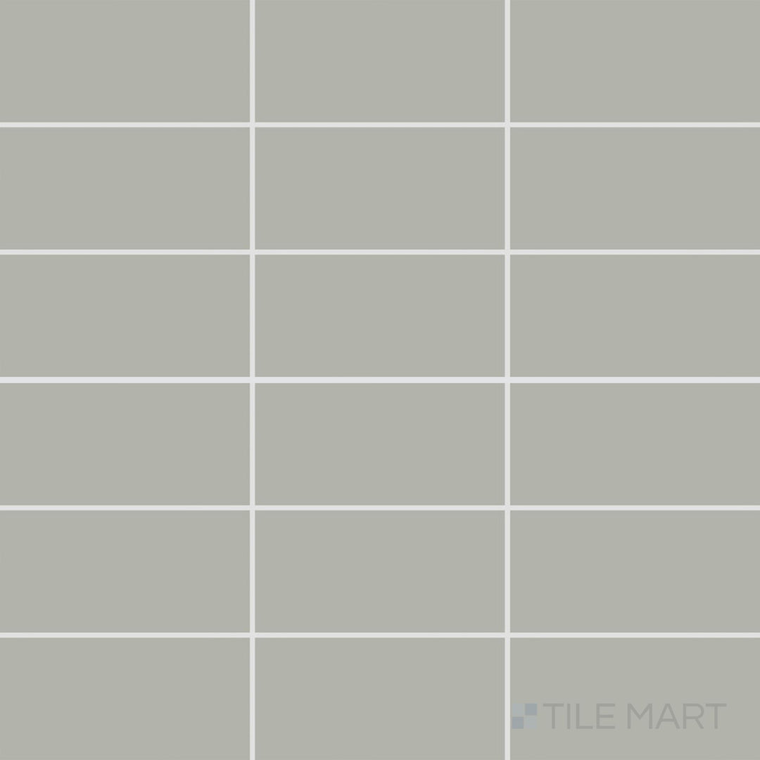 Flat overhead perspective of Color Wheel Classic Desert Gray 3X6 Matte Glazed Ceramic, featuring its muted gray tone and subtle matte texture.