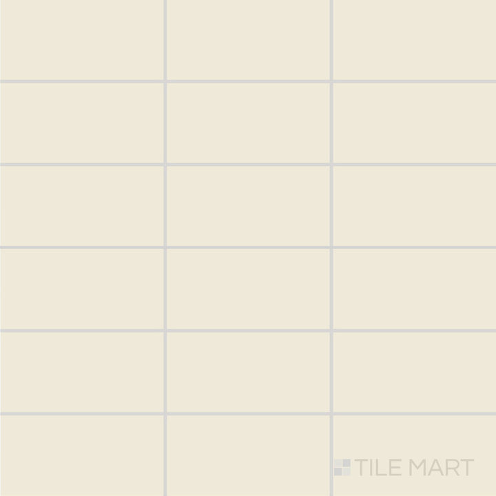 Overhead shot of Color Wheel Classic Biscuit 3X6 Matte Glazed Ceramic, highlighting its warm neutral shade and soft matte glaze.