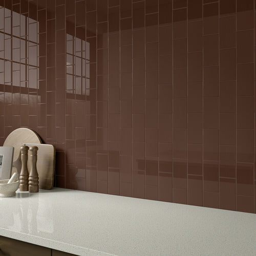Color Wheel Classic Artisan Brown 3X6 Glossy Glazed Ceramic Subway Tile