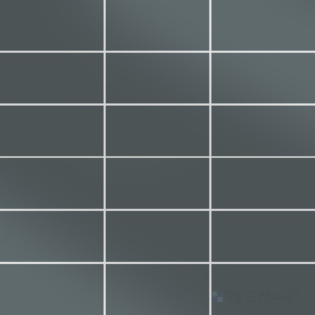 Captured from above, the Color Wheel Classic Chalkboard 3x6 glossy glazed ceramic tile features a deep, rich black shade with a polished surface, creating a bold and modern look.