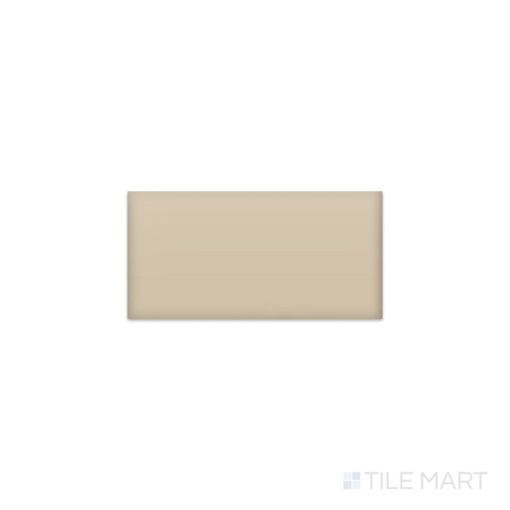 Angled shot of Color Wheel Classic Urban Putty 3x6 matte glazed ceramic tile, featuring a neutral putty hue with a soft matte finish and a subway-style layout.  