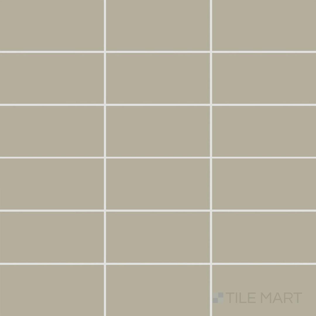 Captured from above, the Color Wheel Classic Architectural Gray 3x6 matte glazed ceramic tile displays a modern gray tone with a soft, non-glossy finish, perfect for contemporary interiors.