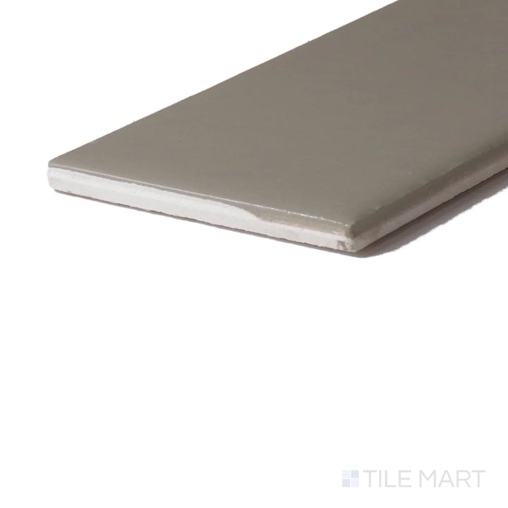 Close-up corner shot of Color Wheel Classic Architectural Gray 3X6 Matte Glazed Ceramic, featuring its contemporary gray tone with a smooth, non-glossy texture.