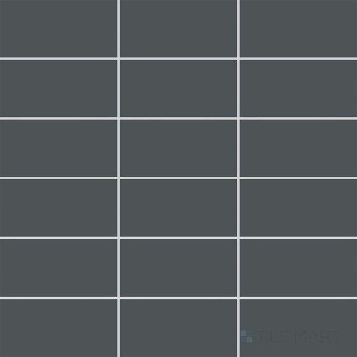 Captured from above, the Color Wheel Classic Chalkboard 3x6 matte glazed ceramic tile showcases a bold, deep black shade with a soft matte surface, ideal for sleek and modern interiors.