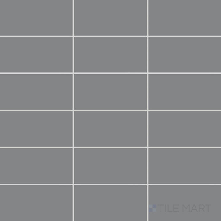 The overhead perspective features the Color Wheel Classic Suede Gray 3x6 matte glazed ceramic tile, displaying a refined gray tone with a smooth, non-glossy finish that blends seamlessly into contemporary designs.