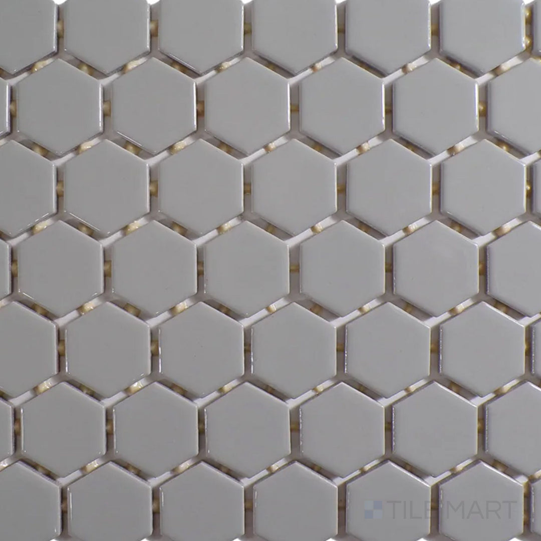 The overhead perspective highlights the Color Wheel Mosaic Desert Gray 1.5