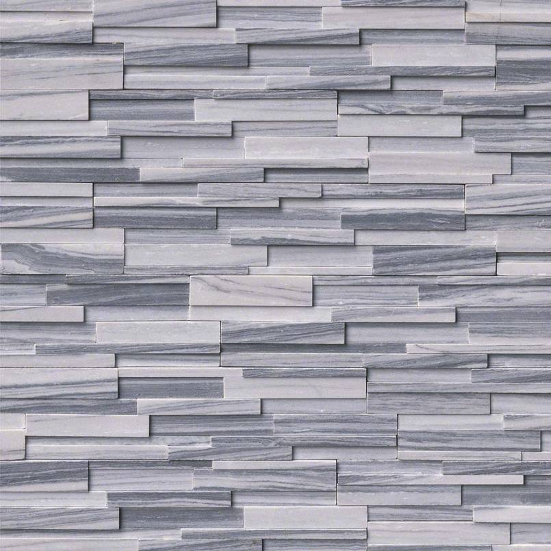 Top-down view of ALASKA GRAY 3D HONED 6x24 PANEL  MARBLE PANEL in HONED finish, featuring the surface texture and natural color blend.