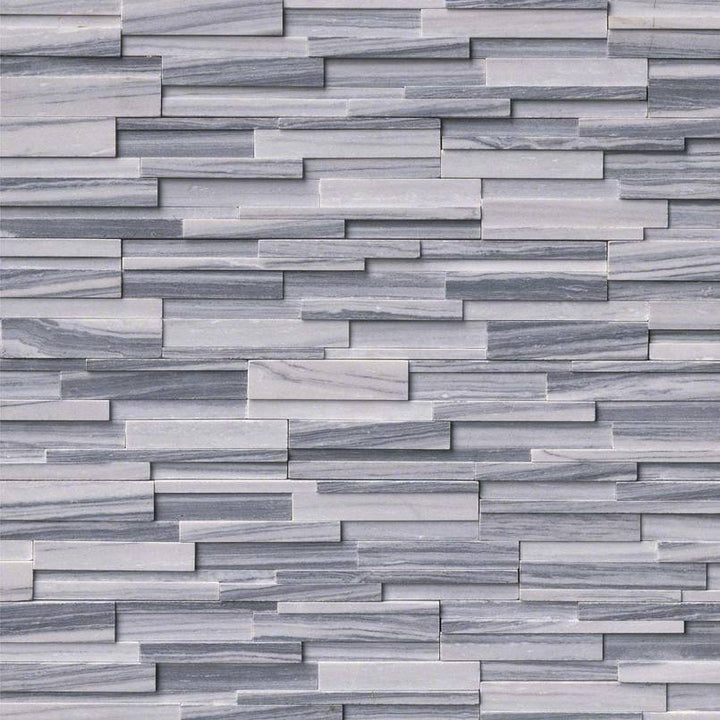 Top-down view of ALASKA GRAY 3D HONED 6x24 PANEL  MARBLE PANEL in HONED finish, featuring the surface texture and natural color blend.