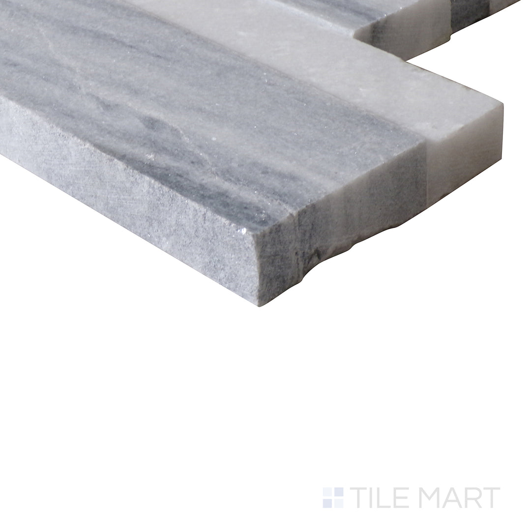 Corner shot of Rockmount GRAY 3D HONED 6x24 PANEL  MARBLE PANEL with a HONED finish, showing the robust material and finely finished edge through a focused corner view.
