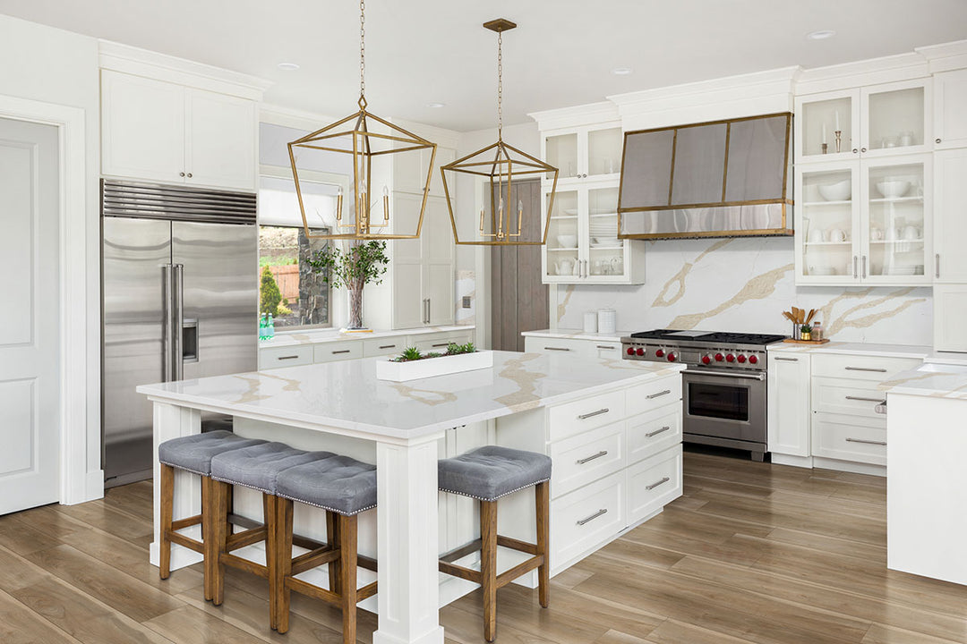 A light blonde luxury plank with a low gloss finish adds warmth and natural wood grain details, bringing a bright and airy look with Andover Bayhill Blonde 7x48 low gloss luxury plank vinyl.