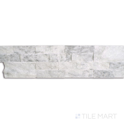 Rockmount Marble Stacked Stone Panel 6X24 Cararra Splitface