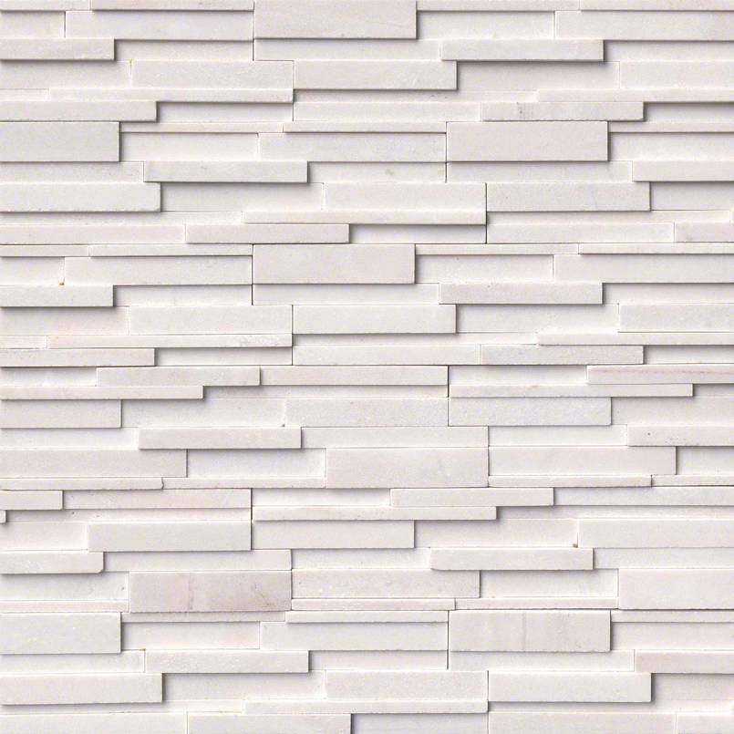 Top-down view of ARCTIC WHITE 3D HONED 6x24 PANEL  MARBLE PANEL in HONED finish, presenting the elegant texture and rich color depth.