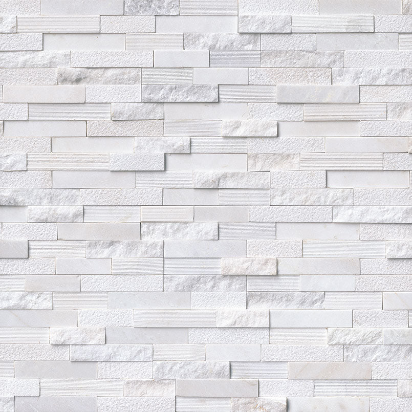 Top-down view of ARCTIC WHITE MULTI FINISH 6X24 PANEL MARBLE PANEL in MULTI FINISH finish, presenting the elegant texture and rich color depth.