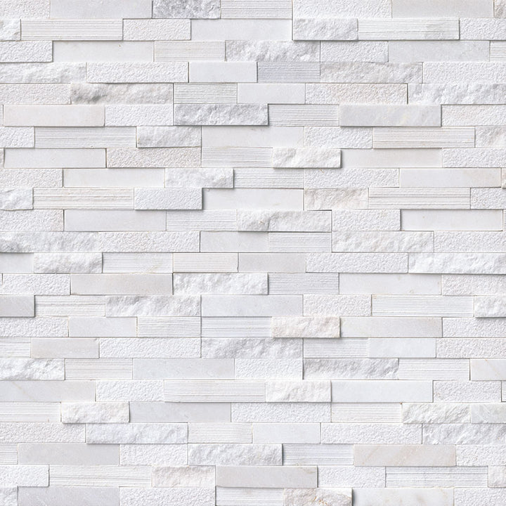 Top-down view of ARCTIC WHITE MULTI FINISH 6X24 PANEL MARBLE PANEL in MULTI FINISH finish, presenting the elegant texture and rich color depth.