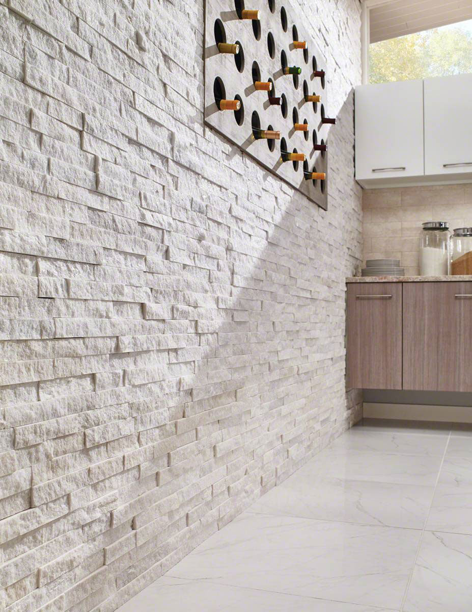 Rockmount White 6X24 Splitface Marble Ledgestone | Tilemart