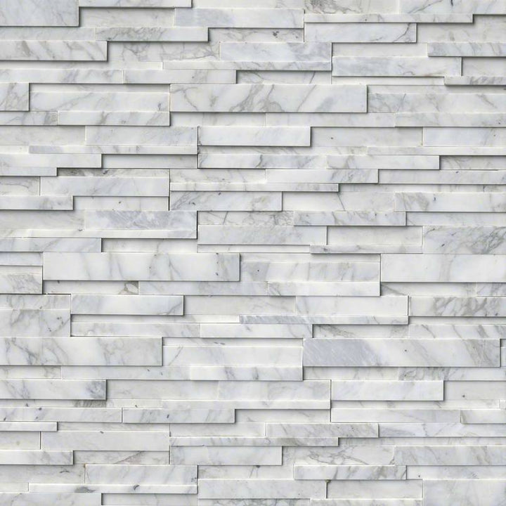 Rockmount 3D Marble Stacked Stone Panel 6X24 Cressa Honed