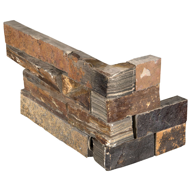 Top-down view of CALIFORNIA GOLD LEDGER CORNER SLATE PANEL in SPLITFACE finish, displaying the surface and subtle tonal variations.