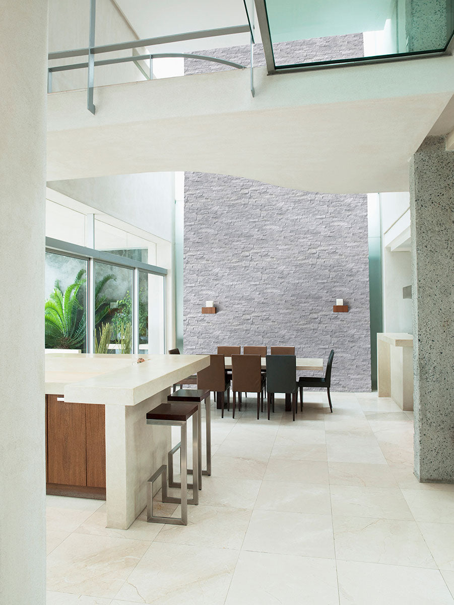 Emphasizing the beauty of COSMIC GRAY SPLIT FACE CORNER MARBLE PANEL with a SPLITFACE finish, providing a durable yet stylish look to the interior.