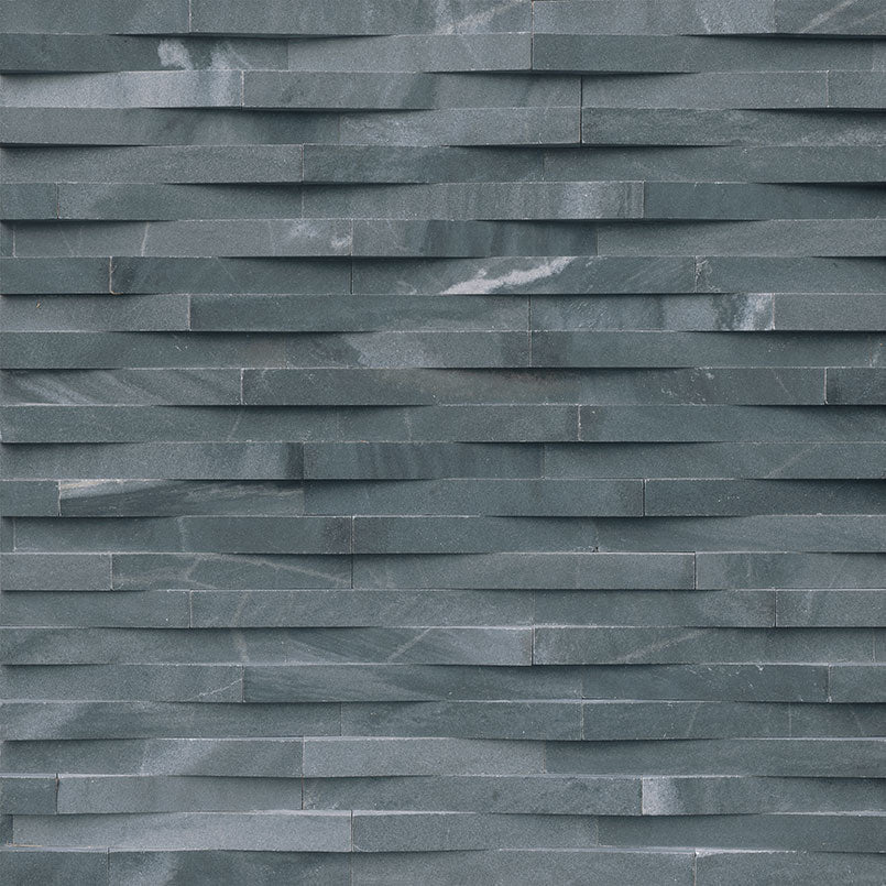 Top-down view of COSMIC BLACK 3D WAVE 6X24 PANEL in MARBLE PANEL with a HONED finish, featuring the intricate surface characteristics and refined finish.