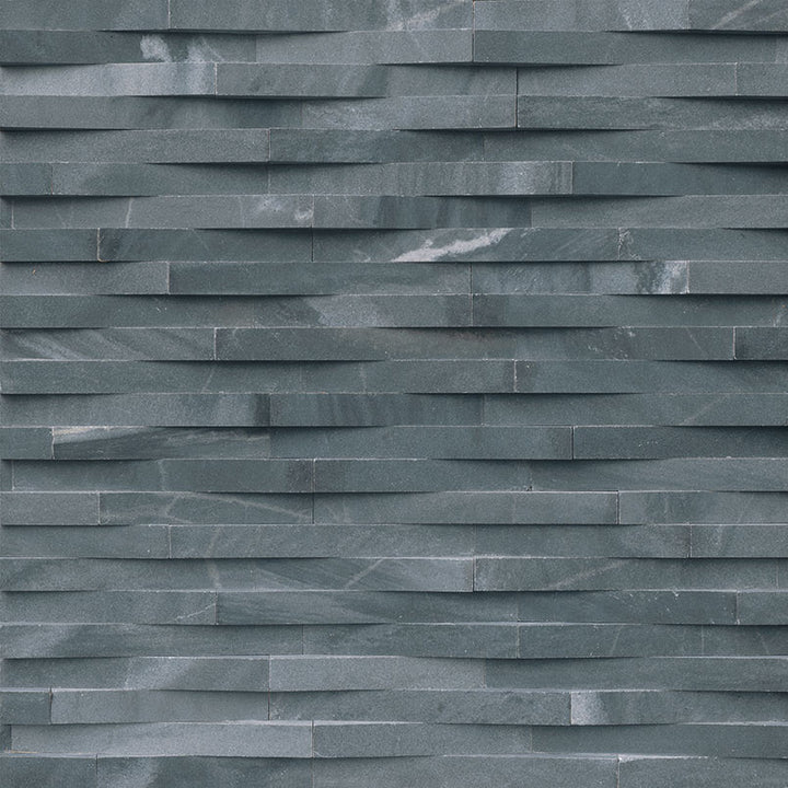 Top-down view of COSMIC BLACK 3D WAVE 6X24 PANEL in MARBLE PANEL with a HONED finish, featuring the intricate surface characteristics and refined finish.