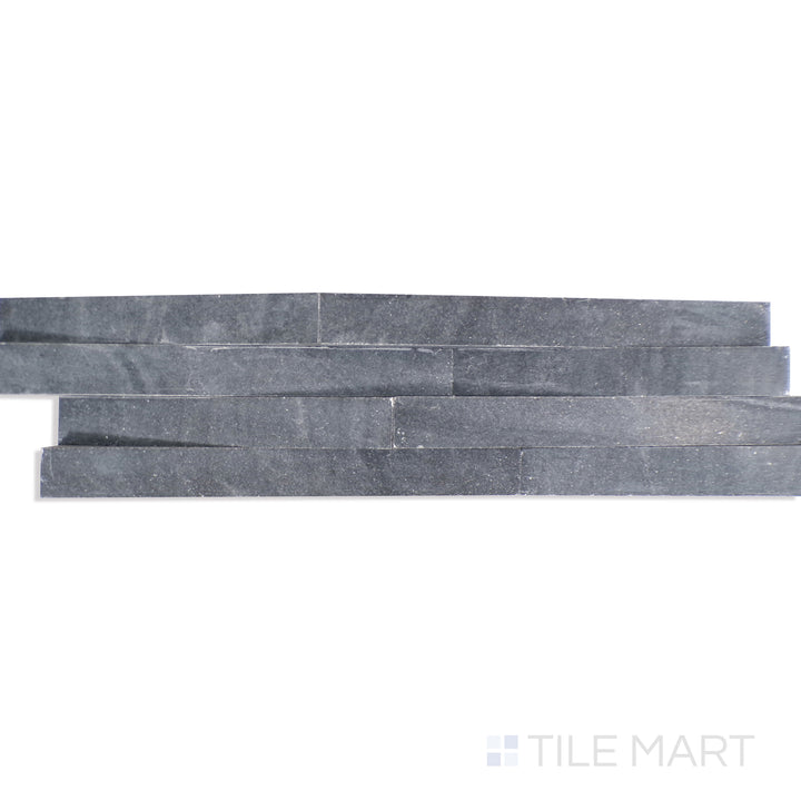 Angled shot of COSMIC BLACK 3D WAVE 6X24 PANEL MARBLE PANEL with a HONED finish, providing a sharp, angled view to emphasize the product's texture and quality.