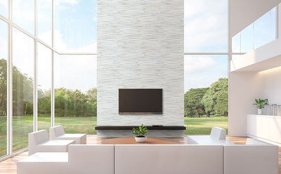 Rockmount Marble Stacked Stone Panel 6X24 Cosmic White Honed