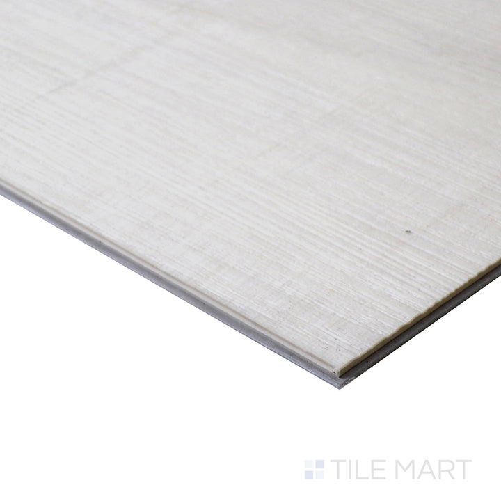 Corner shot of CYRUS BRIANKA 7x48 VINYL TILE with a LOW GLOSS finish, highlighting the precision of the product's edge and the substantial thickness.