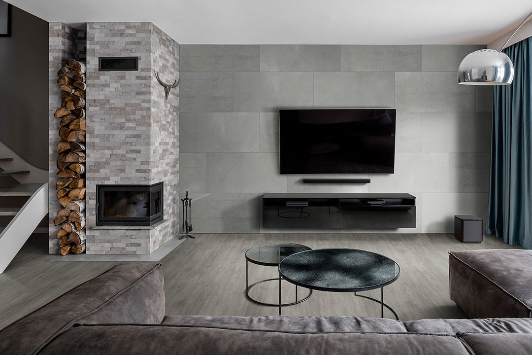 Cool gray wood tones with realistic grain bring a modern yet natural aesthetic, complementing minimalist and industrial styles.