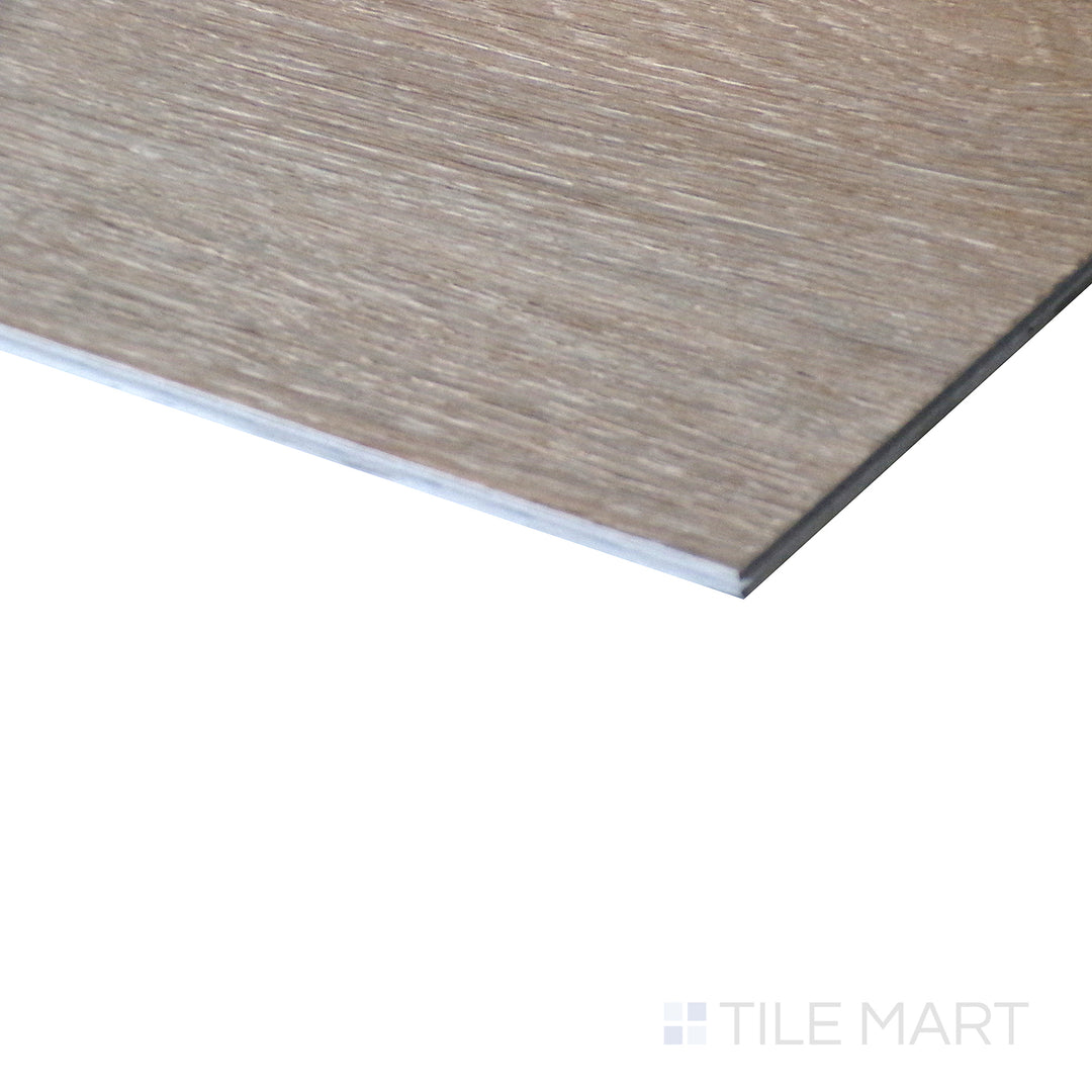 Corner shot of CYRUS RYDER 7x48 VINYL TILE with a LOW GLOSS finish, showing the robust material and finely finished edge through a focused corner view.