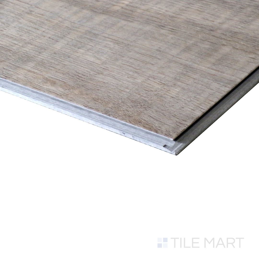 Corner shot of CYRUS WOLFEBORO 7x48 VINYL TILE with a LOW GLOSS finish, displaying the product's strong structure and nuanced texture from the corner.