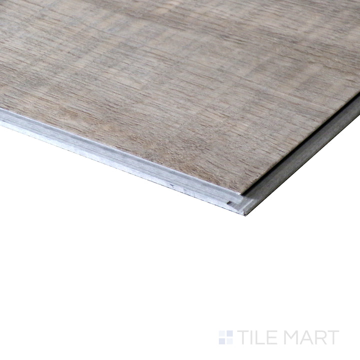 Corner shot of CYRUS WOLFEBORO 7x48 VINYL TILE with a LOW GLOSS finish, displaying the product's strong structure and nuanced texture from the corner.